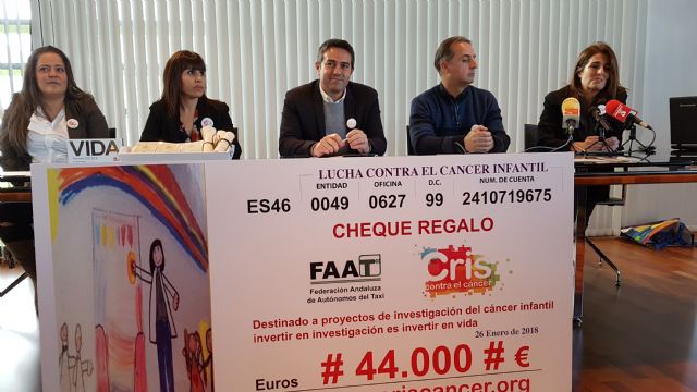 El grupo de mujeres taxistas a nivel nacional 'Mujeres por amor al Taxis', entregan en Alcantarilla los 44.000 euros recaudados en su campaña 'Móntate en un taxis por la Vida', a la Fundación Cris Contra el Cáncer